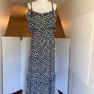 DVF Diane Von Furstenberg Cold Shoulder Midi Dress Daisy Floral Womens Size 10
